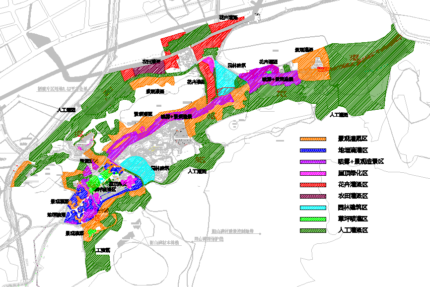 园博园灌溉系统总体规划图